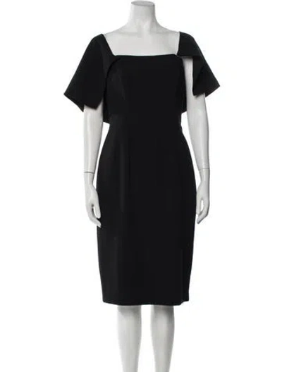 Pre-owned Black Halo Square Neckline Knee-length Dress In Black