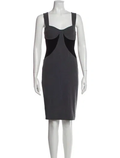 Pre-owned Black Halo Square Neckline Knee-length Dress In Blue
