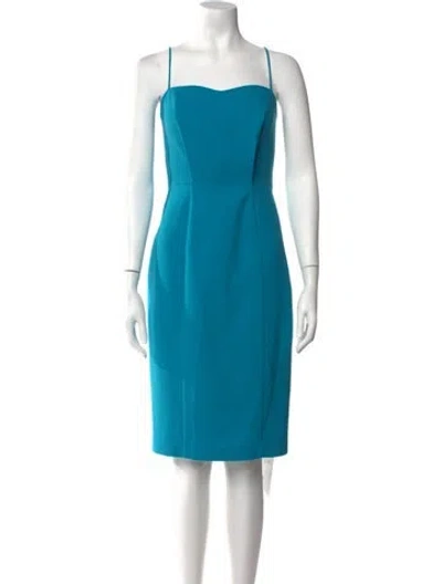 Pre-owned Black Halo Square Neckline Knee-length Dress In Blue