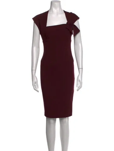 Pre-owned Black Halo Square Neckline Knee-length Dress In Burgundy