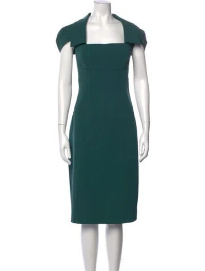 Pre-owned Black Halo Square Neckline Knee-length Dress In Green
