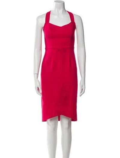 Pre-owned Black Halo Square Neckline Knee-length Dress In Pink