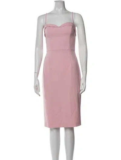 Pre-owned Black Halo Square Neckline Knee-length Dress In Pink