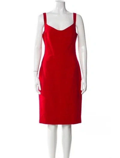 Pre-owned Black Halo Square Neckline Knee-length Dress In Red