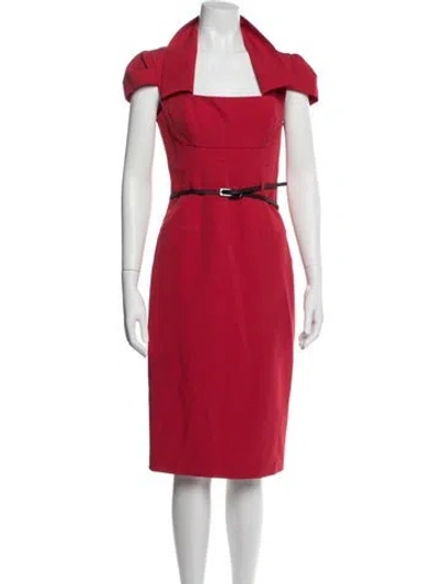 Pre-owned Black Halo Square Neckline Knee-length Dress In Red