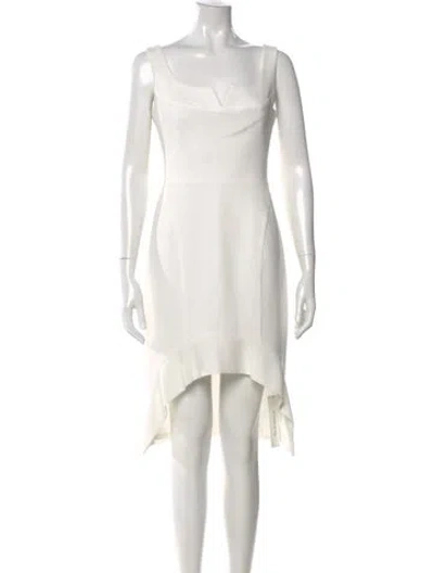 Pre-owned Black Halo Square Neckline Knee-length Dress In White