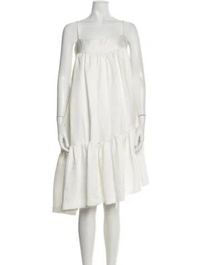 Pre-owned Black Halo Square Neckline Knee-length Dress In White