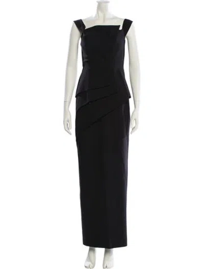 Pre-owned Black Halo Square Neckline Long Dress In Black