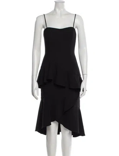 Pre-owned Black Halo Square Neckline Midi Length Dress In Black