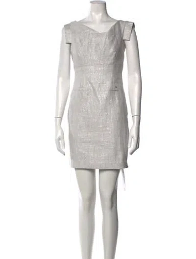 Pre-owned Black Halo Square Neckline Mini Dress In Grey
