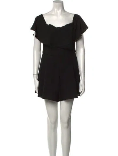 Pre-owned Black Halo Square Neckline Romper In Black