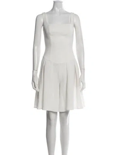 Pre-owned Black Halo Square Neckline Romper In Neutrals/white