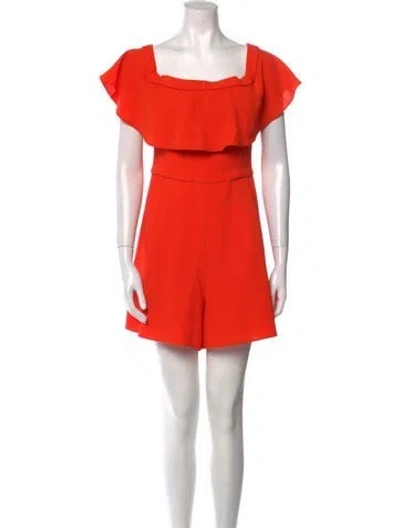 Pre-owned Black Halo Square Neckline Romper In Orange