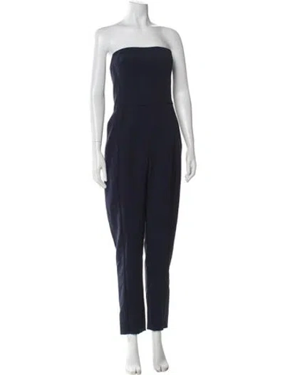 Pre-owned Black Halo Strapless Jumpsuit In Blue