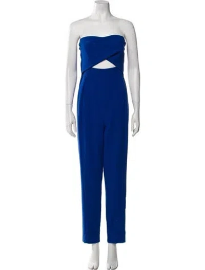 Pre-owned Black Halo Strapless Jumpsuit In Blue