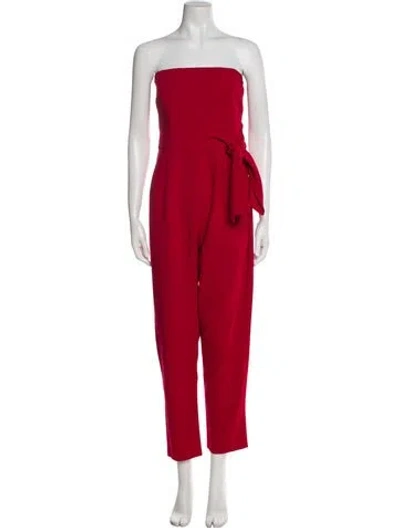Pre-owned Black Halo Strapless Jumpsuit In Red