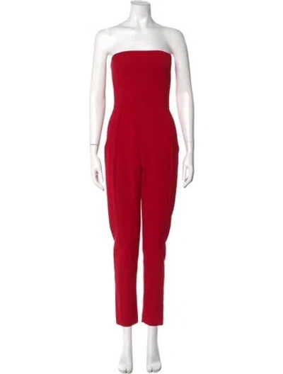 Pre-owned Black Halo Strapless Jumpsuit In Red