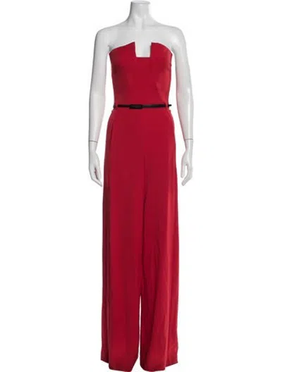 Pre-owned Black Halo Strapless Jumpsuit In Red