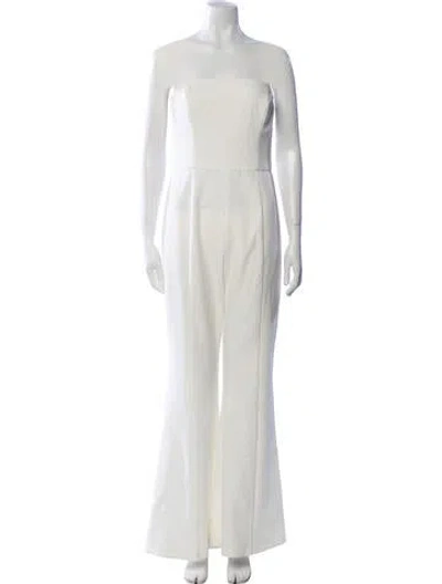 Pre-owned Black Halo Strapless Jumpsuit In White