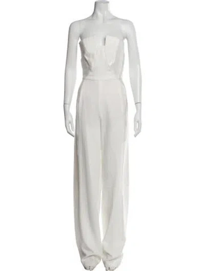 Pre-owned Black Halo Strapless Jumpsuit In White