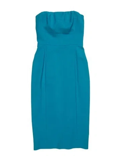 Pre-owned Black Halo Strapless Knee-length Dress In Blue