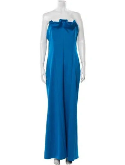 Pre-owned Black Halo Strapless Long Dress In Blue