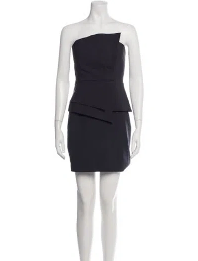 Pre-owned Black Halo Strapless Mini Dress In Blue