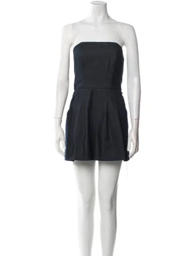 Pre-owned Black Halo Strapless Romper In Blue