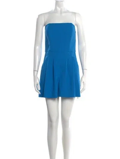 Pre-owned Black Halo Strapless Romper In Blue