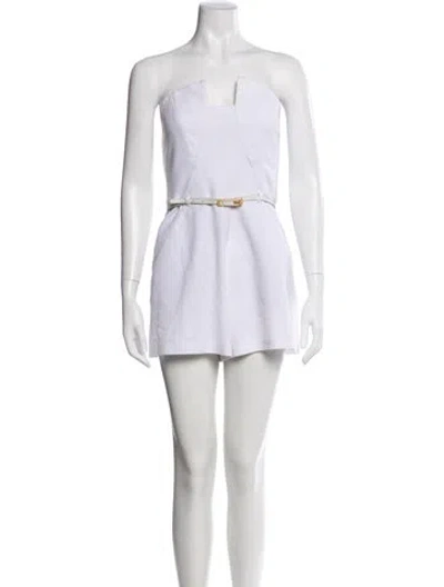 Pre-owned Black Halo Strapless Romper In White