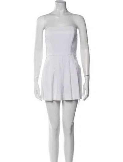 Pre-owned Black Halo Strapless Romper In White