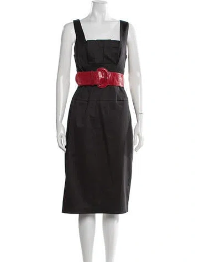 Pre-owned Black Halo Striped Knee-length Dress In Grey