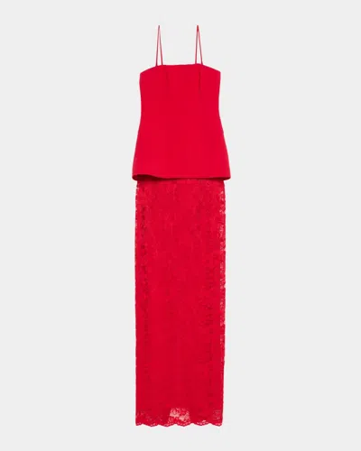 Black Halo Sunara Square-neck Column Maxi Dress In Red