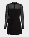 Black Halo Sylvie Long Sleeve Stretch Romper In Black
