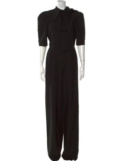 Pre-owned Black Halo Tie Neck Jumpsuit In Black