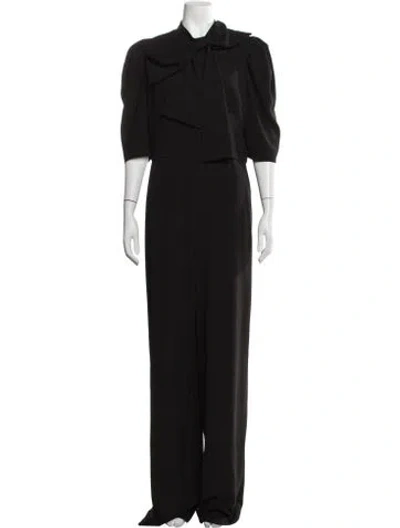 Pre-owned Black Halo Tie Neck Jumpsuit In Black