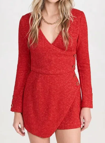 Black Halo Tweed Demi Romper In Cherry Divine