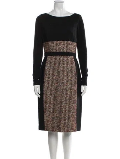 Pre-owned Black Halo Tweed Pattern Knee-length Dress In Black
