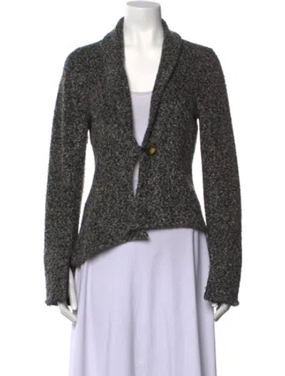 Pre-owned Black Halo Tweed Pattern Open Front Sweater In Multicolor