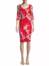 Black Halo Udele Printed Mesh Sheath Dress In Passion Glow In Multi