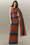 Black Halo Vella One-shoulder Column Maxi Dress In Multi