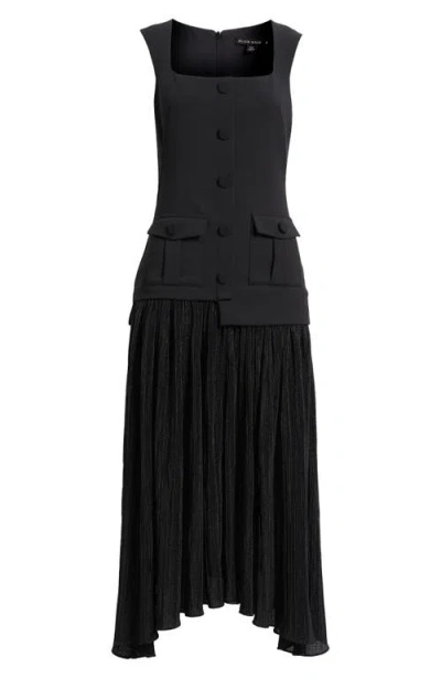 BLACK HALO BLACK HALO VIANEY MIXED MEDIA MIDI DRESS