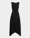 Black Halo Vianey Shimmer Mixed Media Midi Dress In Black