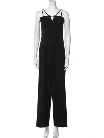 Pre-owned Black Halo V-neck Jumpsuit In Black