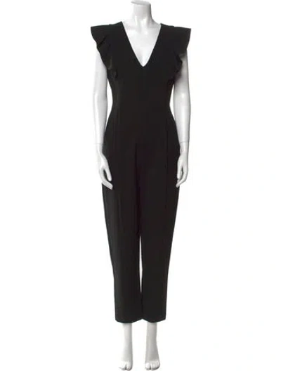 Pre-owned Black Halo V-neck Jumpsuit In Black