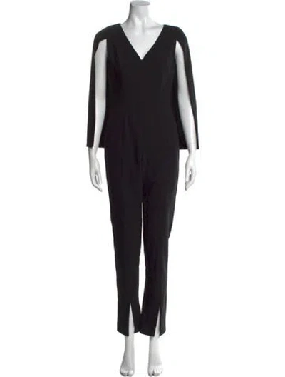 Pre-owned Black Halo V-neck Jumpsuit In Black