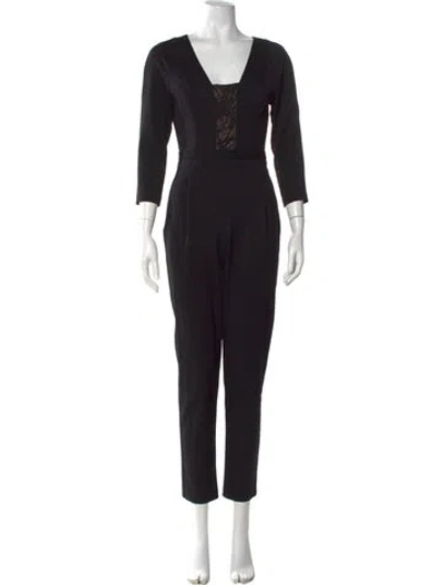 Pre-owned Black Halo V-neck Jumpsuit In Black