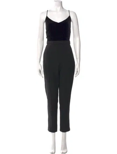 Pre-owned Black Halo V-neck Jumpsuit In Black
