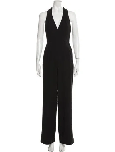 Pre-owned Black Halo V-neck Jumpsuit In Black