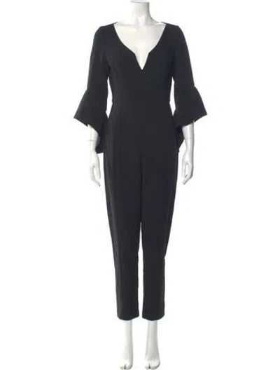 Pre-owned Black Halo V-neck Jumpsuit In Black